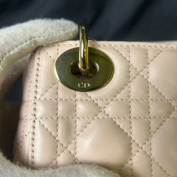 Lady Dior Mini Bag – Beige Lambskin with Gold Hardware - Picture 9 of 16